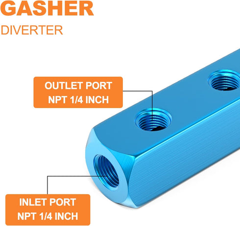 GASHER 2PCS Aluminum 3 Way 6 Port Pneumatic Manifold Air Distribution Block