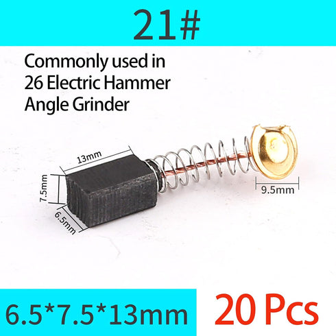 20 Pcs Motor Carbon Brush 6.5x7.5x13mm Angle Grinder/Electric Hammer Cutting Machine/Polisher/Hand Drill Carbon Brushes For Replacement Generic Electric Motor Power Tool Part 21#