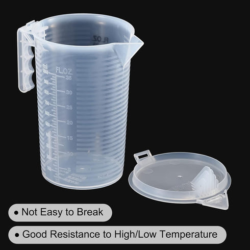 PATIKIL Graduated Beaker, 1000ml PP Plastic Liquid Measuring Cup, Double Sided Black Graduations with Handle