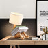 BBGISHO Bulb Bulb Robot Table Lamp, Wood Table Lamp with Fabric Shade, Color Changing Light & Remote Control, Cute Boho