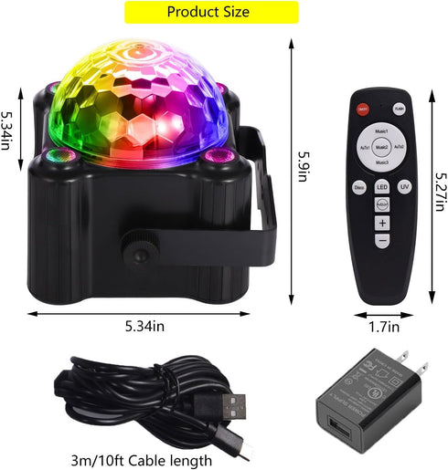 YINPKTEO 6 Party Lights Disco Ball Light,Dj Disco Light Sound Activated LED Light Colors for Home Room Dance Parties