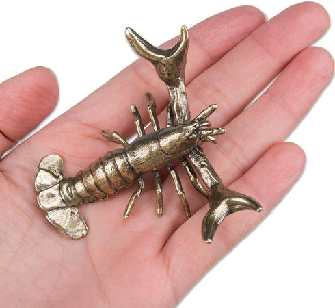 ZORZA 1Pcs Weightlifting Lobster Desk Pen Stand Creative Lobster Pen Holder Vintage Crayfish Figurines Fun Shrimp Desk