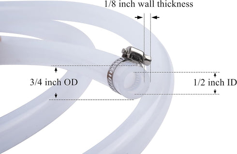 1/2" 1/2" 3/4" 10 ID Silicone Tubing, Food Grade Hose ID x OD Feet Length Pure Silicone Hoses High Temp for Home