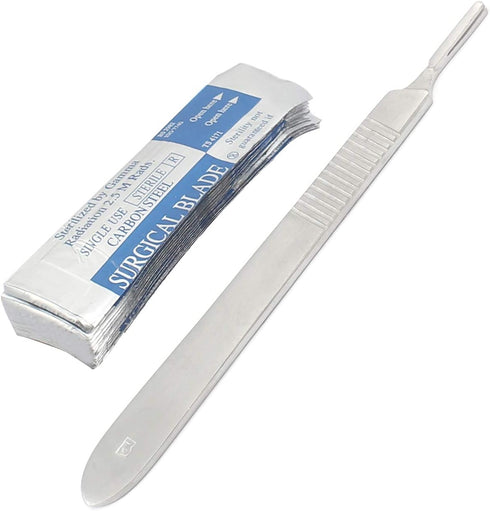 Scalpel Blades #10 Includes #3 Metal Handle – Suitable For Dermaplaning, Crafts, Instruments/equipment Pack Of 10 A+ Quality