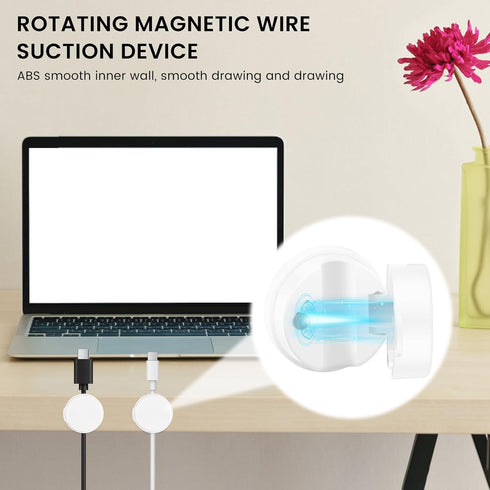 IFOKAMOG 24 Pack Cord Organizer Holder, Magnetic Desk Cable Clips Management, Rotatable Spring Cable Clips, Adhesive