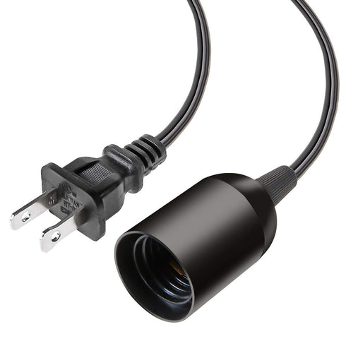 2-Pack 375W E26 E27 (6 Extension Hanging Lantern Cord Cable UL with Socket On/Off Button Pendant Lighting - Feet Black)