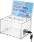 Polmart Clear Donation Box with Lock, Secure Ballot Box, Removable Sign Holder, 2 Keys