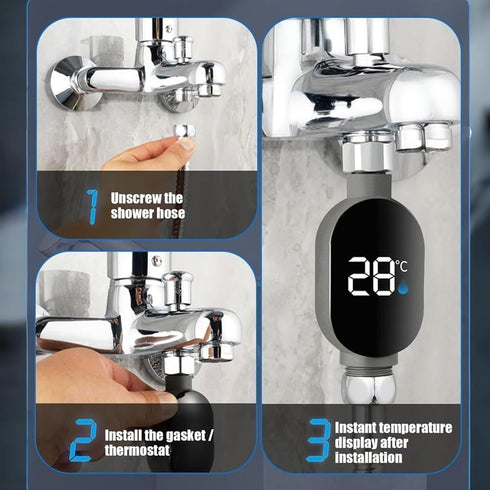 Geetoonly LED Shower Temperature Meter Baby Bath Water Temperature Gauge Waterproof Smart Monitor