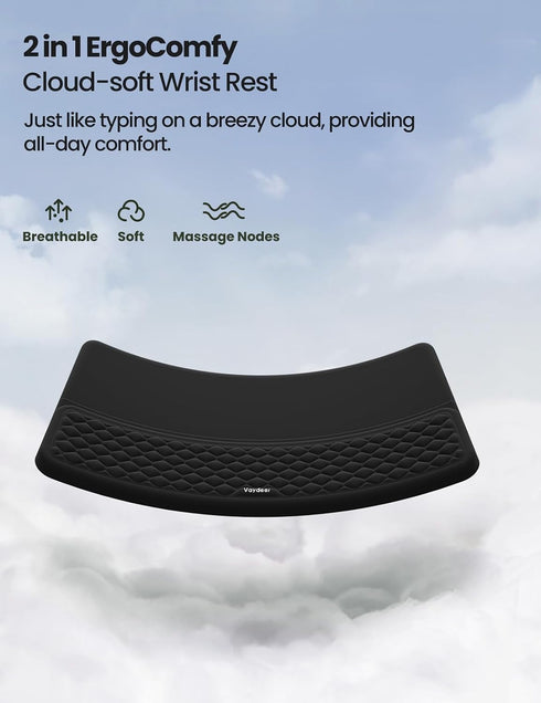 Vaydeer Wrist Rest with Keyboard Stand, Computer Wrist Support Pad, Ergonomic Keyboard Riser Holder Lifter Tray