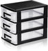 SEWACC 3-Layer Plastic Drawer Organizer, Small Desktop Organizer with Transparent Drawers for Office Supplies