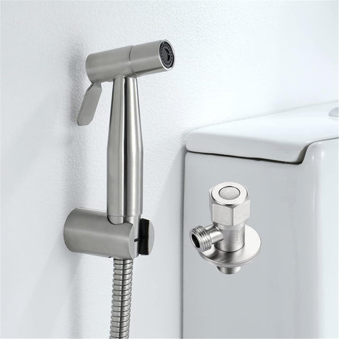 VNFOCRQJH Set Set Handheld Toilet Bidet Sprayer, Wall Mounted Stainless Steel Brushed Bidet Faucet, Bathroom Cloth