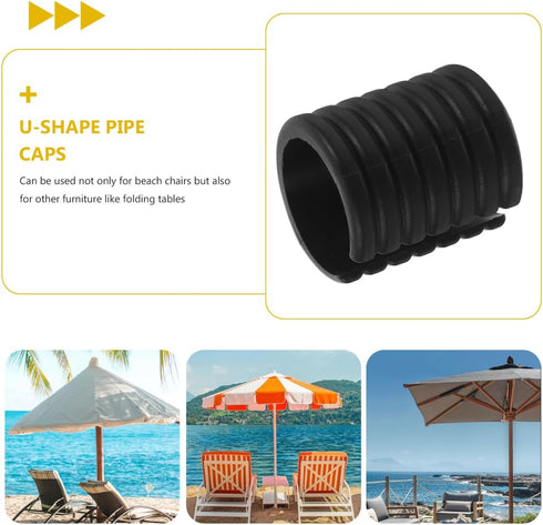 4-Pack 1.25 Inch NUOBESTY U-Shape Chair Leg Caps Nonslip Furniture Pads Floor Protectors for Outdoor Beach Chairs