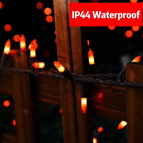 Super-Bright Extendable Orange Halloween Decoration, 100 Lights 19.6ft UL Certified Mini Bulb String Lights for Outdoor