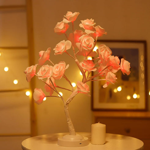 Xoeryoy 16 Rose Lamp, Light Up Rose Flower Tree Lamp with Remote Control, Color Changing LED Flower Desk Lights