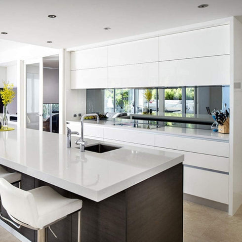 TANONE White Wallpaper, 17.7" X 118", Peel and Stick Countertop Glossy Self Adhesive Vinyl Film for Kitchen