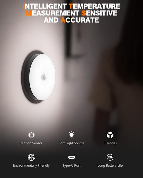 3 Dimmable, Motion Sensor Night Light Rechargeable, Magnetic Puck Lights, Modes & Motion Sensor Stair Lights Indoor
