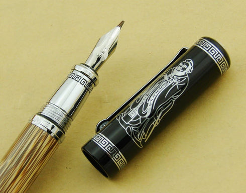 Lanxivi Duke 551 Confucius Fude Nib Fountain Pen, Bent Nib Natural Bamboo Medium to Broad for Calligraphy