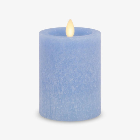 Luminara Sea Glass Flameless Candle, Cornflower 3" x 4.5", Moving LED Flame