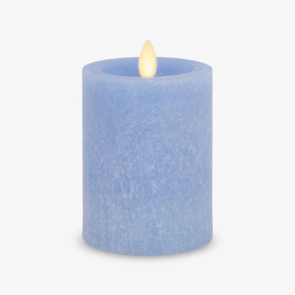 Luminara Sea Glass Flameless Candle, Cornflower 3" x 4.5", Moving LED Flame