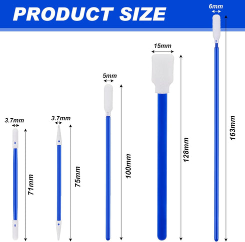 Dansib 500 Pack 5 Foam Tip Cleaning Swab Kit Cleanroom Sponge Stick Types Multi Purpose Swabs Lint Free Foam Tip Swab