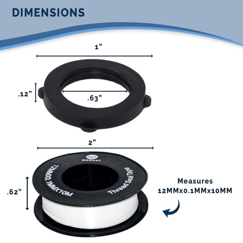Morvat 30 Rubber Washers & 2 Rolls PTFE Teflon Plumbing Tape for Garden Hose, Leak Free Seal