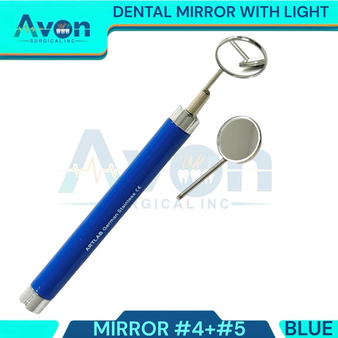 Avon Surgical #4 #5, 1 Dental Mirror with Light, Teeth Inspection LED Mirror, Anti-Fog Mouth Mirror + Dentist Oral Care