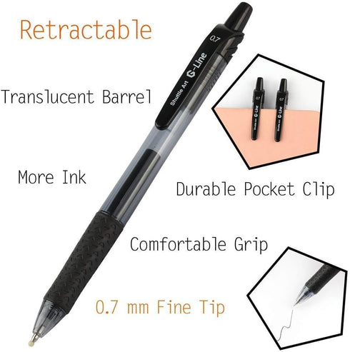 Lineon 46 Pack Black Gel Pens (20 Gel Pens with 26 Refills), Retractable Medium Point for Smooth Writing, Comfortable