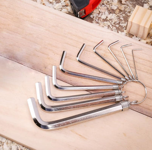 Allen Wrench Hex Key Set - 10 Wrenches, Sizes 1.5-6mm, Pure Steel, Industrial Grade