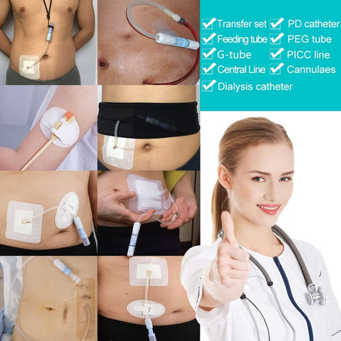 EaseCare 30 4" 4" Pcs Feeding Tube Covers G Peg Tube Holder Split Drain Adhesive Bandages for Dialysis Catheter x
