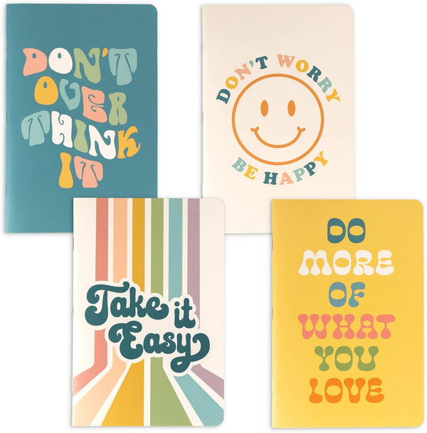 THiNKABLE Cute Notebook Set, 4 Pack Pastel Journals, 5.5 x 8.3 in, 60 Pages, Soft Cover Journals