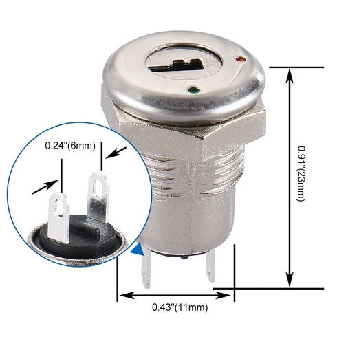 Baomain On-Off Keyswitch Keylock Switch - 11mm Mounting Hole Size, Pack of 2 with Keys