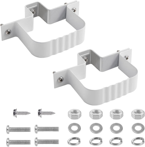Downspout Straps 2x3 and Wall Bracket, Downspout Fasteners White (2 Pack)