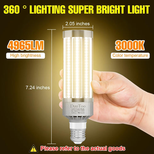 35W LED Corn Lights Bulb 350Watts Equivalent Super Bright 4965Lumens 3000K Warm White Lamp E26 Bulbs E39 Mogul Base Adapter 100-277V Indoor Outdoor Area Lighting Backyard Attics Hallways Office by DuuToo