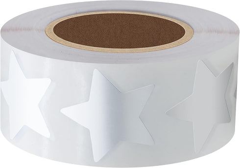 Hybsk 1" Gold Star Shape Stickers, School Rewards Stickers, Total 500 Labels Per Roll (Silver)
