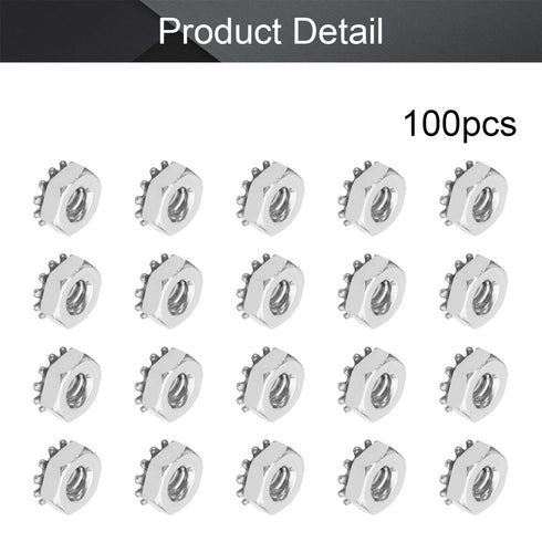 MroMax 10#-24 K-Lock Nuts | Silver 304 Stainless Steel Keps Lock Nuts | 100Pcs for Hardware Fastening