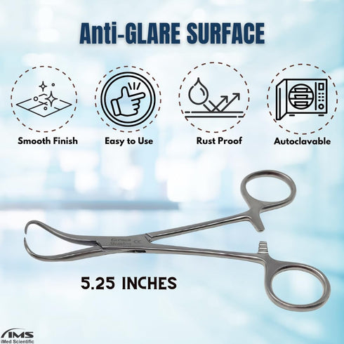 Backhaus Towel Clamps Forceps - Stainless Steel with Ratchet Handle for Firm Grip 5.25" Long Surgical Instruments