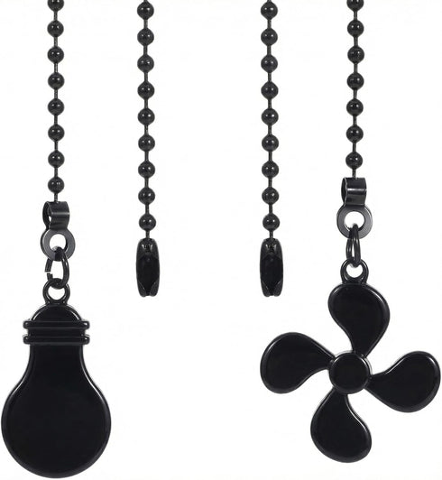 Ymapinc 2pcs Ceiling Fan Pull Chain Ornaments, 13inch Black Fan Pulls Decorative Chain