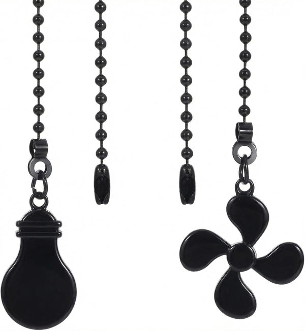 Ymapinc 2pcs Ceiling Fan Pull Chain Ornaments, 13inch Black Fan Pulls Decorative Chain