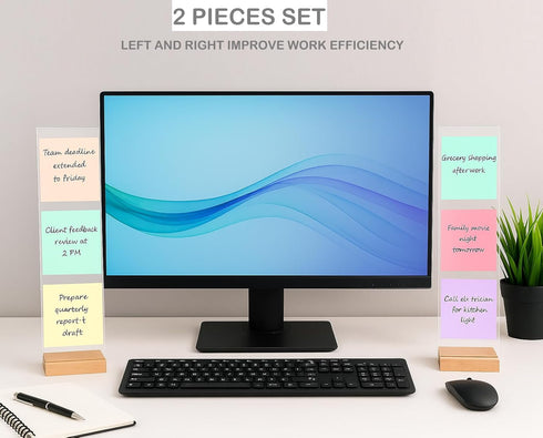 Sorablu 2PCS Monitor Memo Board - Removable Sticky Note Holder for Computer Monitors, Transparent Acrylic Office Desk