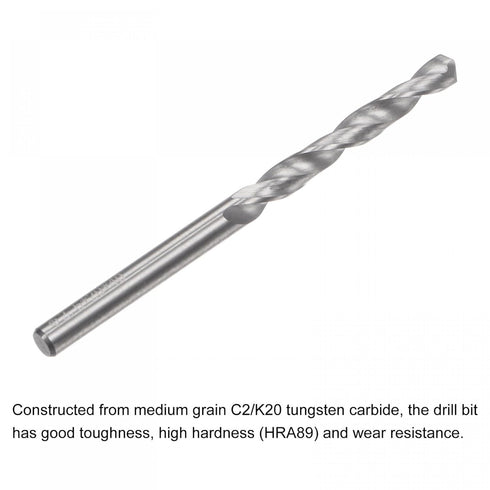 uxcell Solid Carbide Drill Bits, 2.6mm C2/K20 Tungsten Carbide Jobber Drill Bits for Stainless Steel, Aluminum, 2pcs
