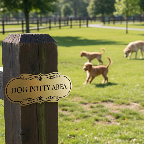 Large Black Dog Potty Area Sign - Designer Style