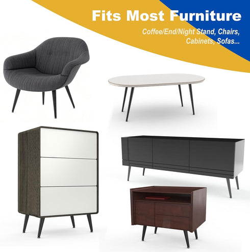 6 Inch Set 4, Furniture Legs Heavy Duty, Replacement Cabinet Legs for Furniture of Mid Century Modern Metal Short