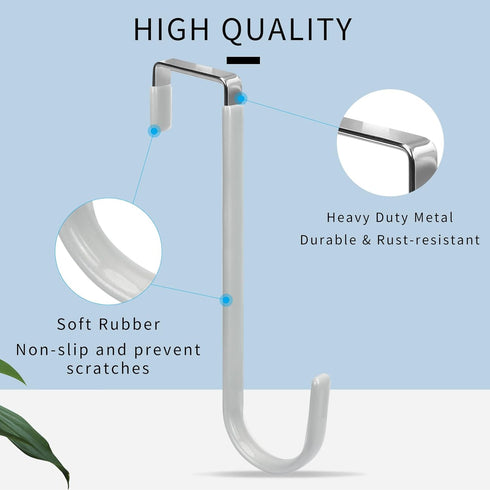 FYY Over The Door Hooks, 4 Pack Upgraded Long Hangers with Rubber, Heavy Duty Organizer for Clothes, Towels