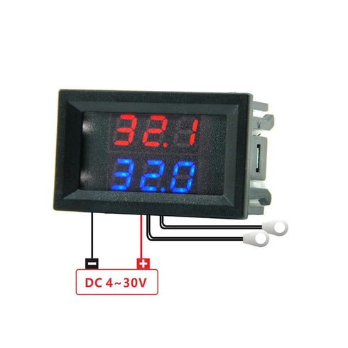 WUTIMK 1pc DC4-28V 1M LED Digital Dual Display Temperature Meter Waterproof Temperature Controller with NTC Metal Probe