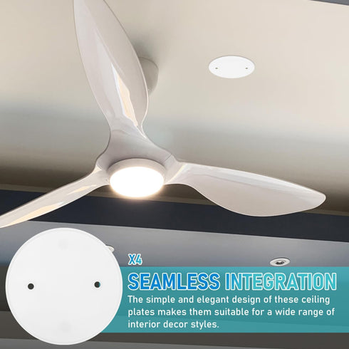 4 Pack 4.33" VILLCASE Round Ceiling Cover Plate, White Plastic Blank Electrical Box Cover with Screws, Flat Ceiling