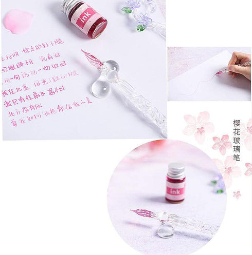 Handmade Glass Dip Pen, Sakura Crystal Magic Pen in Purple