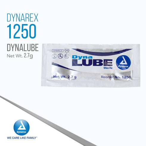 1 144 Packets, 2.7g Dynarex DynaLube Lubricating Jelly, Water Soluble and Sterile Lubricant Jelly, Used for Body