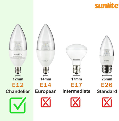 40272 B11 Bulb, 7.5 (60 810 E12 Dimmable, 20 90 5000K 6 Pack Sunlite LED Edison Torpedo Tip Chandelier Light Watts W
