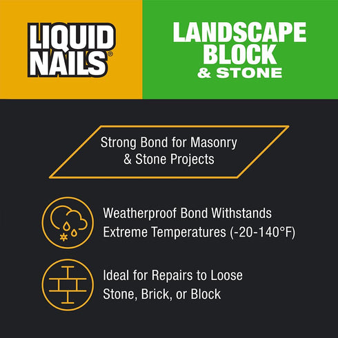 Liquid Nails - LN-905 Landscape Block Adhesive (LN905), Low VOC, 10 oz