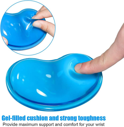JIKIOU Silicone Gel Wrist Rest Cushion, Heart-Shaped Ergonomic Mouse Pad, Blue 2 Pack